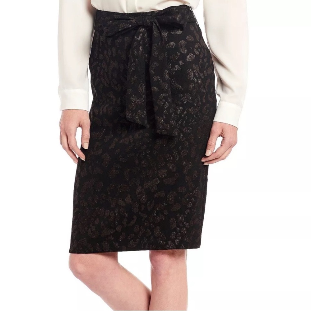 Alex Marie Gracie Jacquard Skirt in Black and Gold, Size 10, NWT